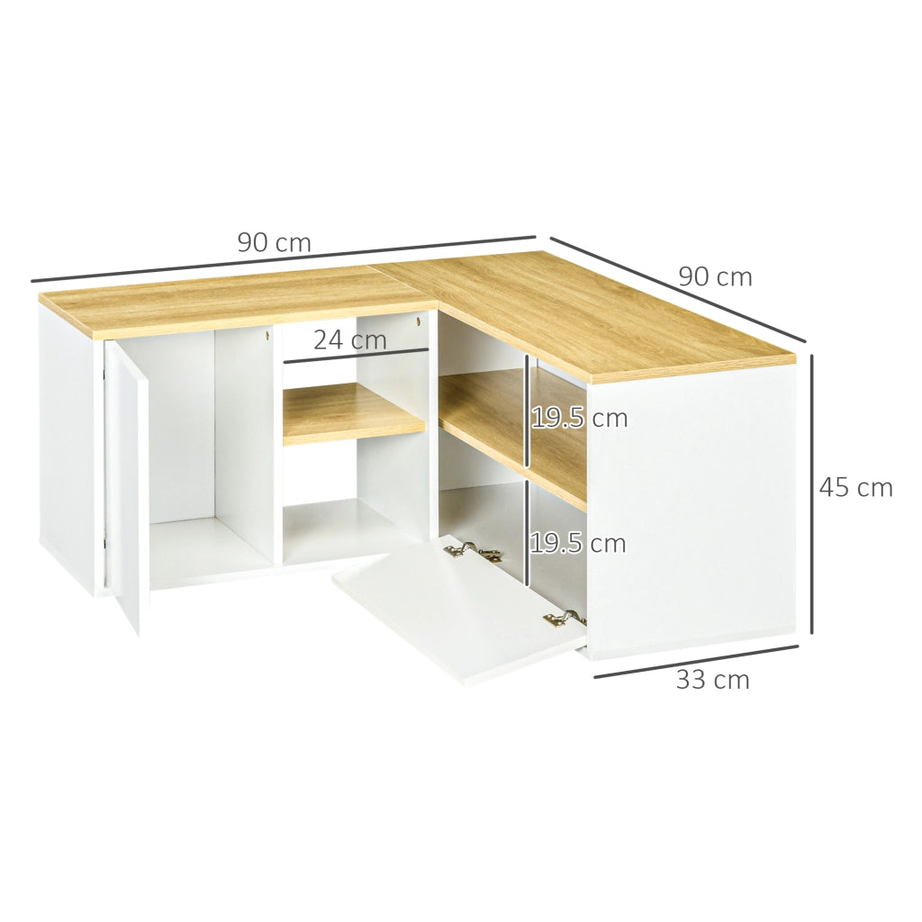 EasyComfort Mobile TV a L per TV da 40" con 3 Ripiani Aperti e 2 Armadietti, in Truciolato, 90x90x45 cm