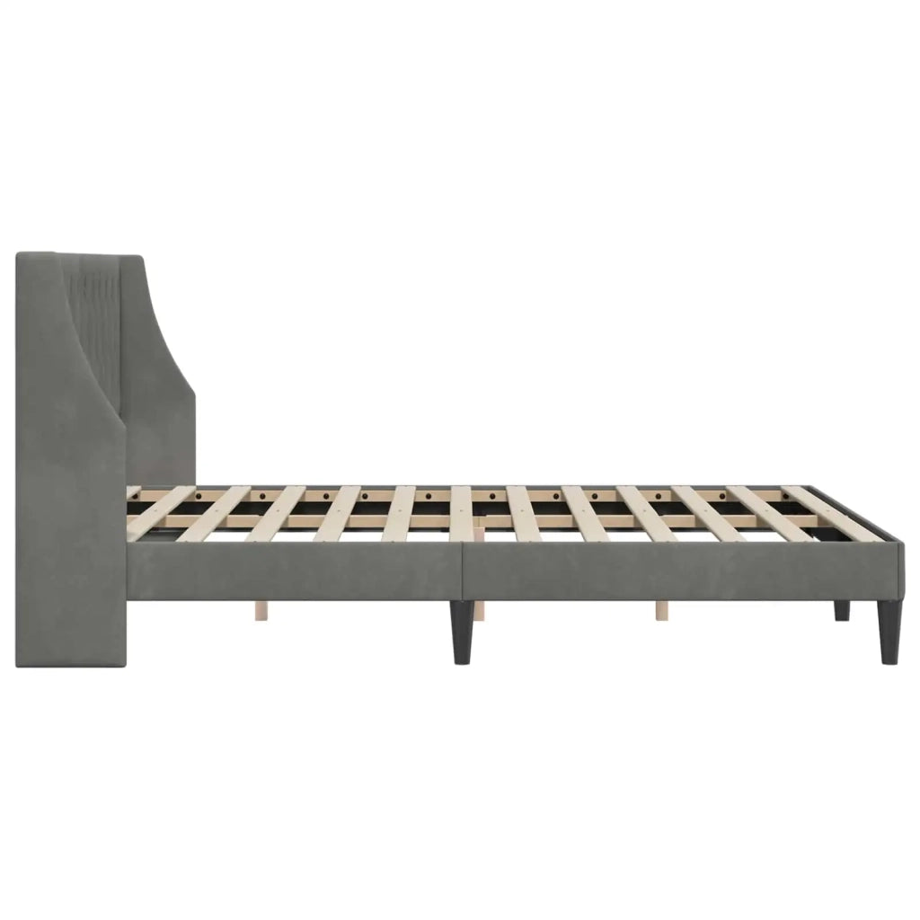 Struttura del letto Grigio scuro 160 x 200 cm Velluto