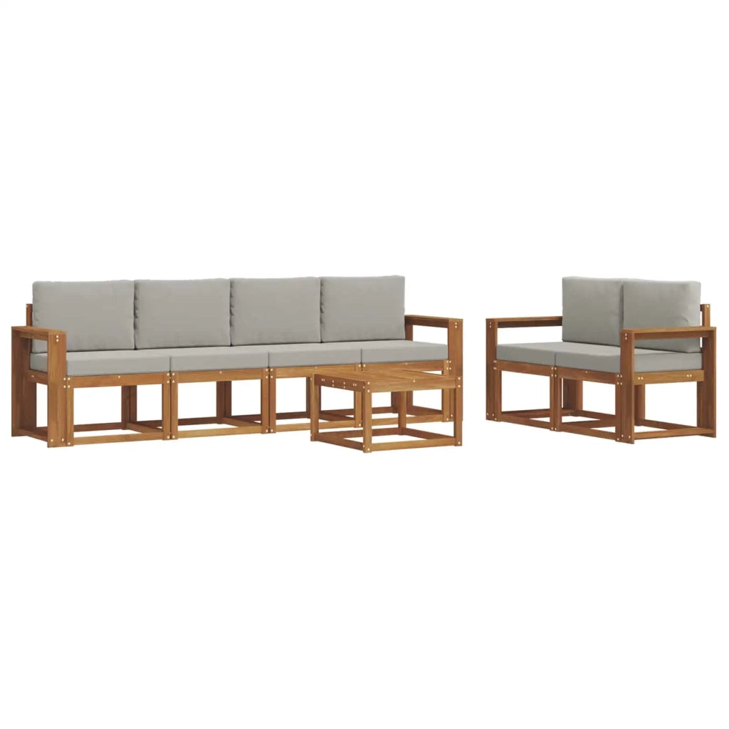Set di divani da esterno 7 pcs Grigio Naturale e Chiaro 3366049