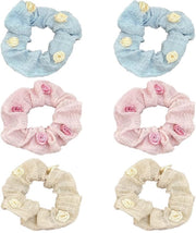 Elastici per capelli 6 pezzi - Scrunchies morbidi - Elastici per capelli - Disegno fiori di rosa - Duraturo - Ideali per donne