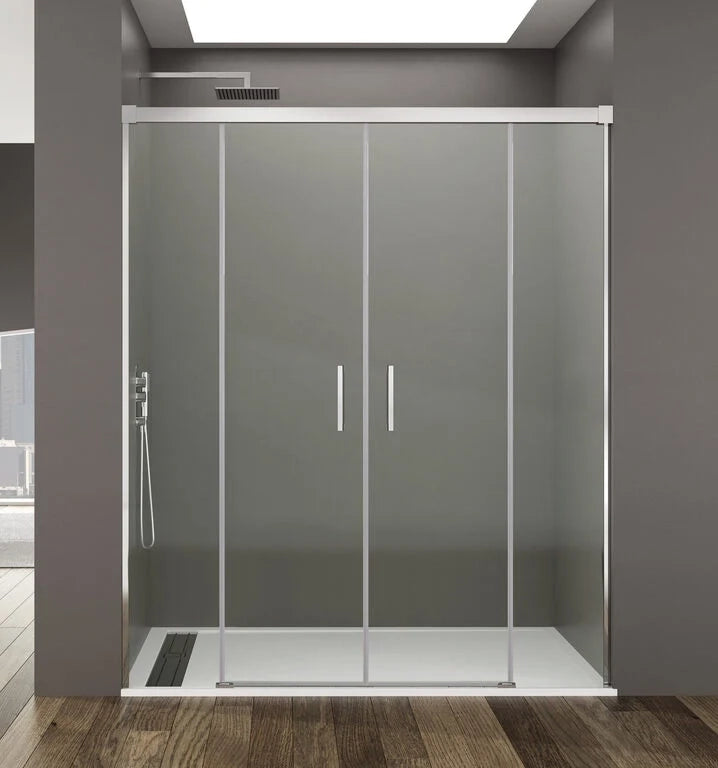 Box doccia frontale BASIC 2 fissi + 2 scorrevoli 190 cm (100+100) cromo lucido vetro trasparente