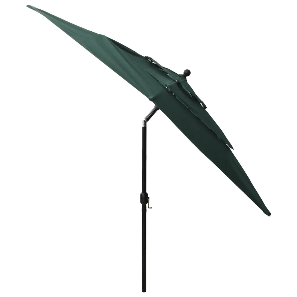 Ombrellone a 3 Livelli con Palo in Alluminio Verde 2,5x2,5 m 313837