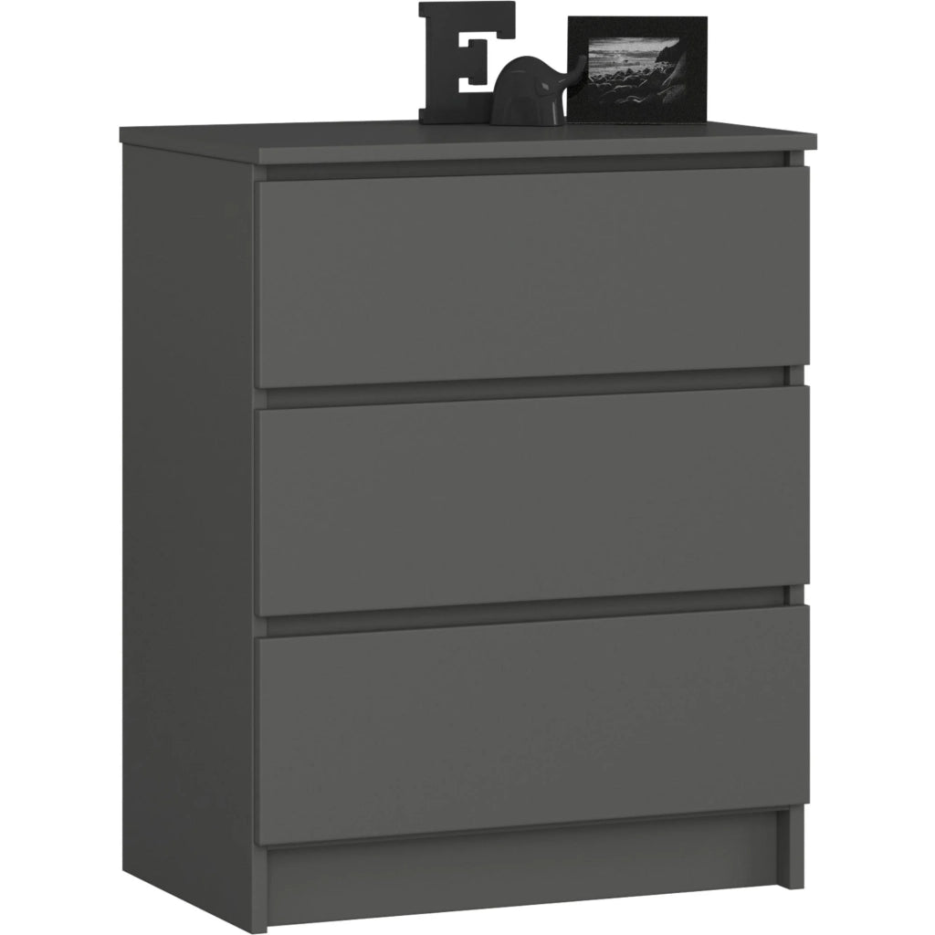 Cassettiera AKORD K60 Cassettiera Grigia Grafite 60 cm 3 cassetti 60x40x77 cm