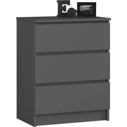 Cassettiera AKORD K60 Cassettiera Grigia Grafite 60 cm 3 cassetti 60x40x77 cm