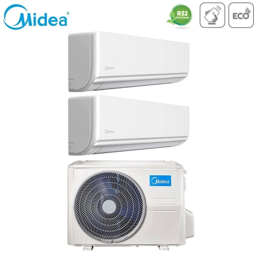 Climatizzatore Condizionatore Midea Dual Split Inverter serie EXCLUSIVE 9+9 con M2OG-14HFN8-Q R-32 Wi-Fi Optional 9000+9000