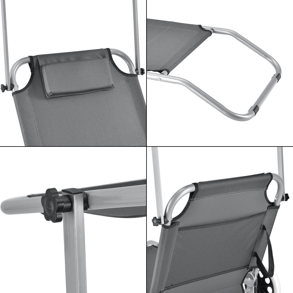 Set Falun 2 Lettini Prendisole Pieghevoli Sdraio con Ruote - Grigio Scuro casa.pro