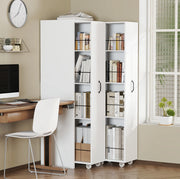 Libreria estensibile bianca con ruote, 4 ripiani