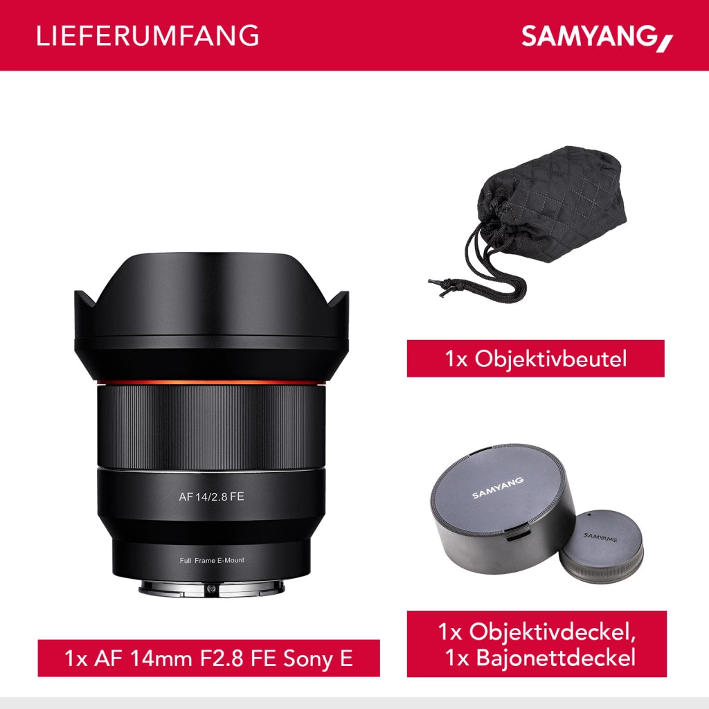 Obiettivo fotografico grandangolare AF 14mm F2,8 compatibile con Sony FE, ultra autofocus con lunghezza focale fissa, per fotocamere mirrorless full-frame e APS-C con attacco E mount