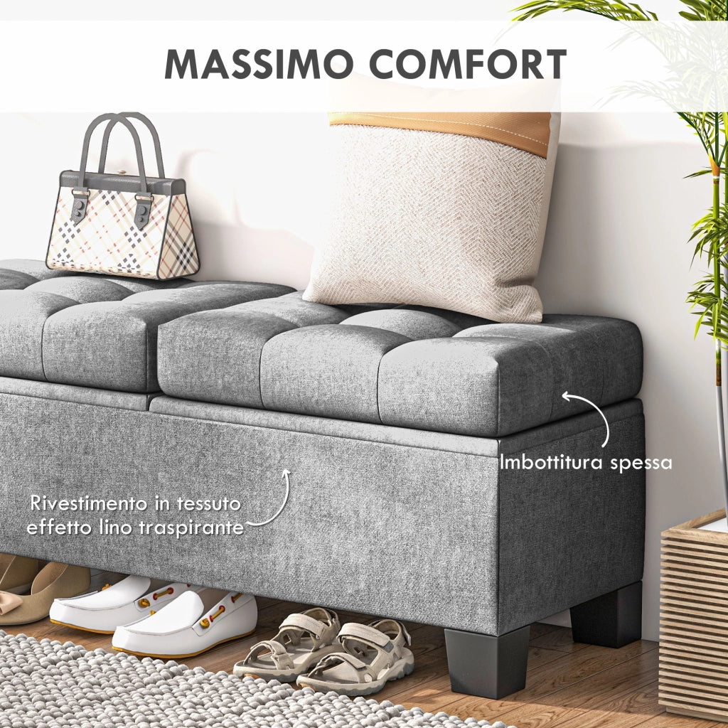 Letto Contenitore in Tessuto Trapuntato ¨C Zephmum ¨C Grigio 116x41x47cm