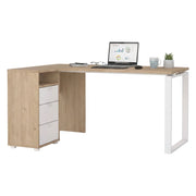 Scrivania Medard, Scrittoio multiuso, Tavolo per ufficio porta PC, Piano di lavoro, 150x100 h76 cm, Rovere e Bianco