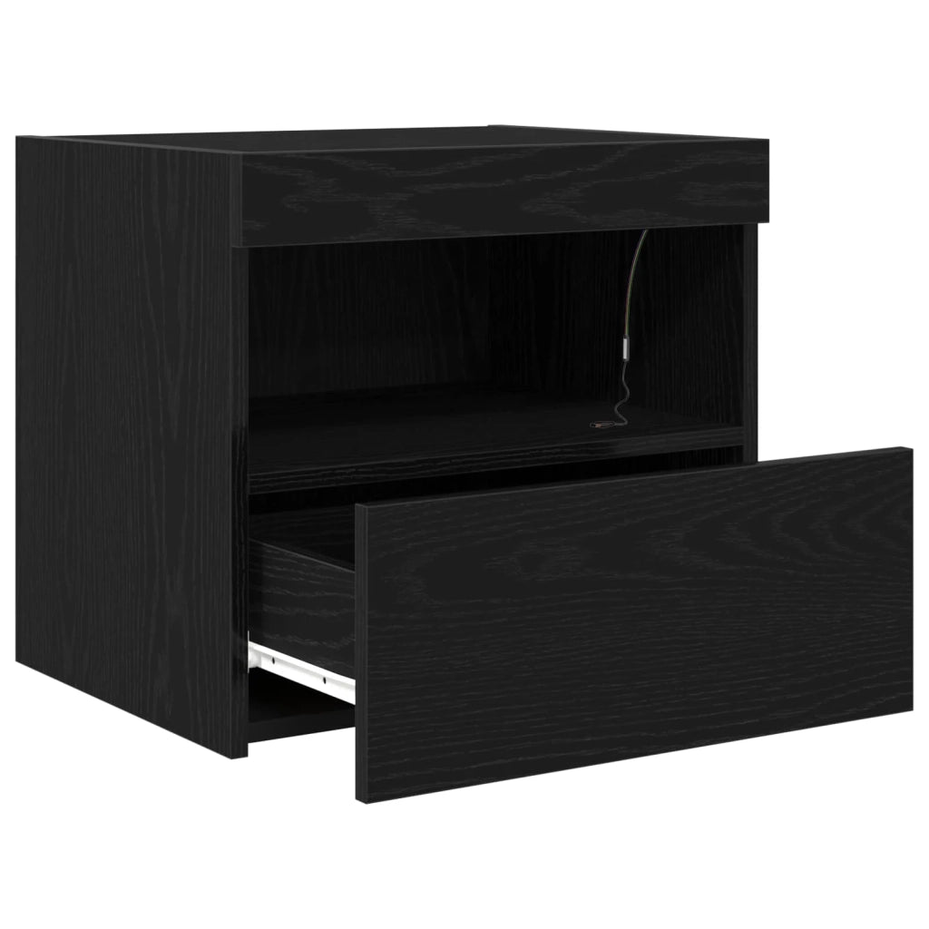 Comodino | Armadio da Notte | Mobiletto da notte Rovere Nero 50 x 40 x 45 cm Legno multistrato