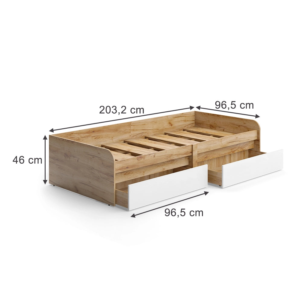 Vicco Letto per bambini Bianco/Artisan 90x200 cm Senza materasso