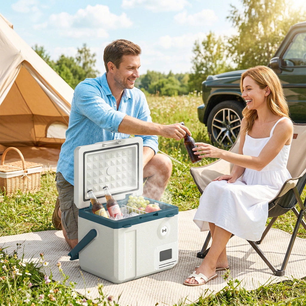 Frigorifero Portatile per Auto 47x36,7x37 cm Capacità da 19L con Compressore e Controllo App in PP Bianco