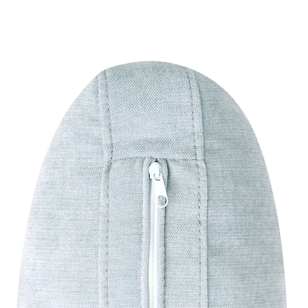 Divano angolare moderno con bracciolo sinistro Rivestimento in lino sintetico idrorepellente Gambe in ferro nero con cuscini grigio