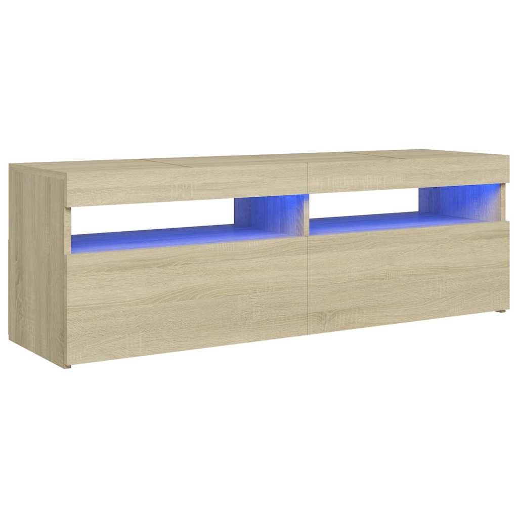 Mobile TV multimediale mensola TV credenza mobile TV sala da pranzo soggiorno camera da letto con luci LED rovere Sonoma 120 x 35 x 40 cm marrone 02_0026757