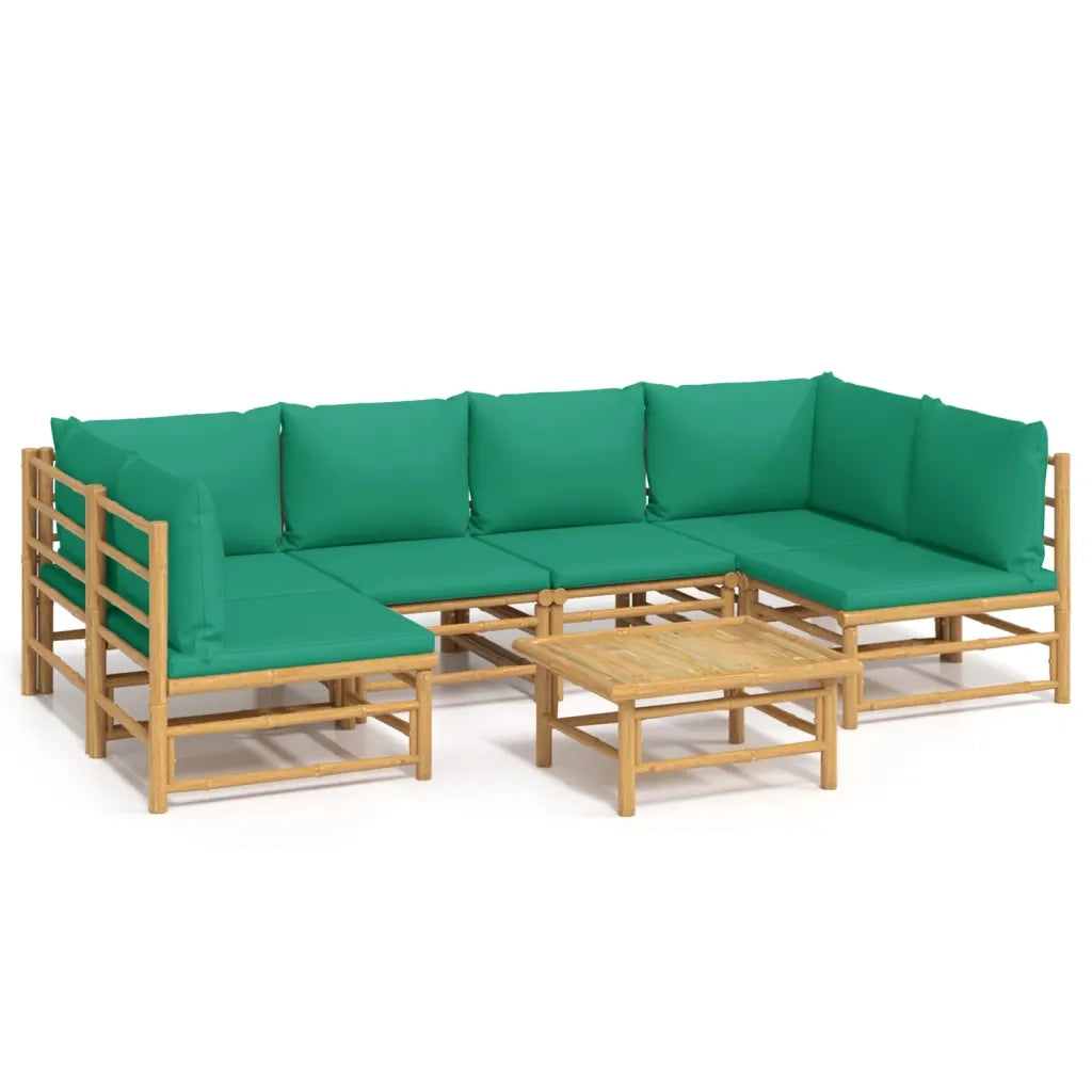 Set Salotto da Giardino 7pz con Cuscini Verdi Bambù 3155166
