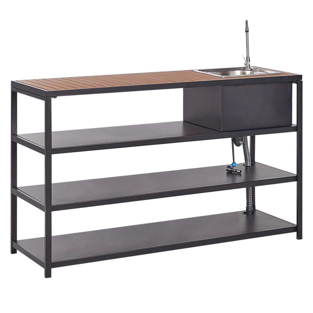 Set da cucina per esterni 6 elementi Piani in acciaio nero in polipropilene cucina all'aperto