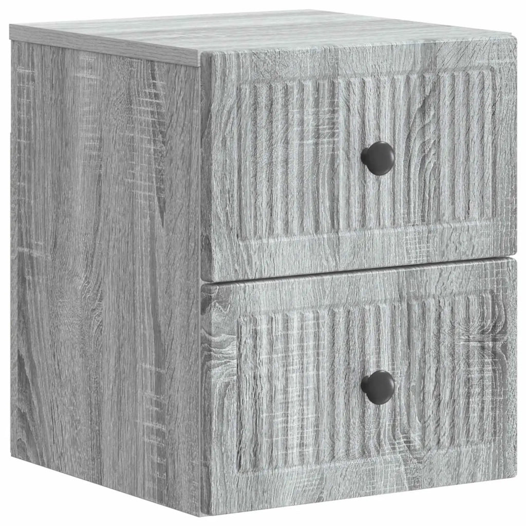 Mobiletto da notte a muro 2 pcs Grigio Sonoma 33 x 34,5 x 40 cm 897968
