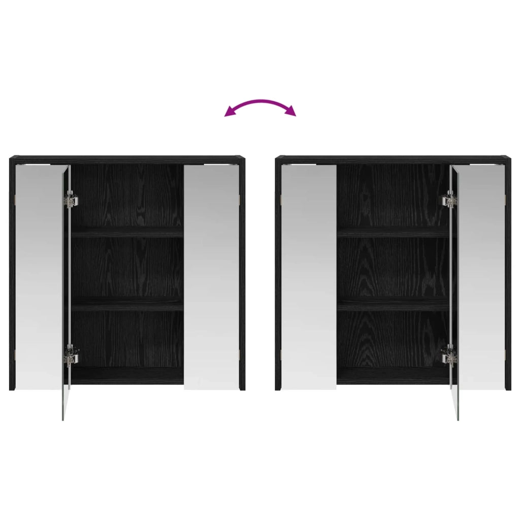 Mobiletto per specchio da bagno Rovere Nero 63,5 x 16 x 62,5 cm