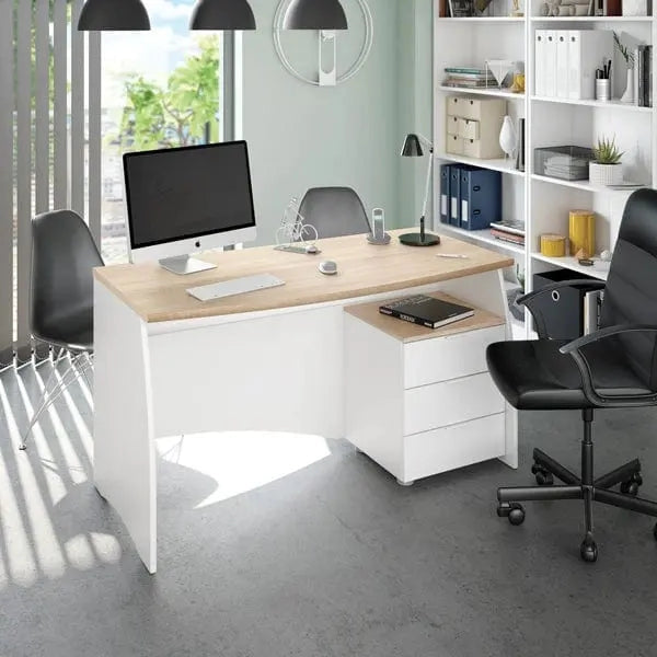 Scrivania Estil 140 cm con cassetto bianco