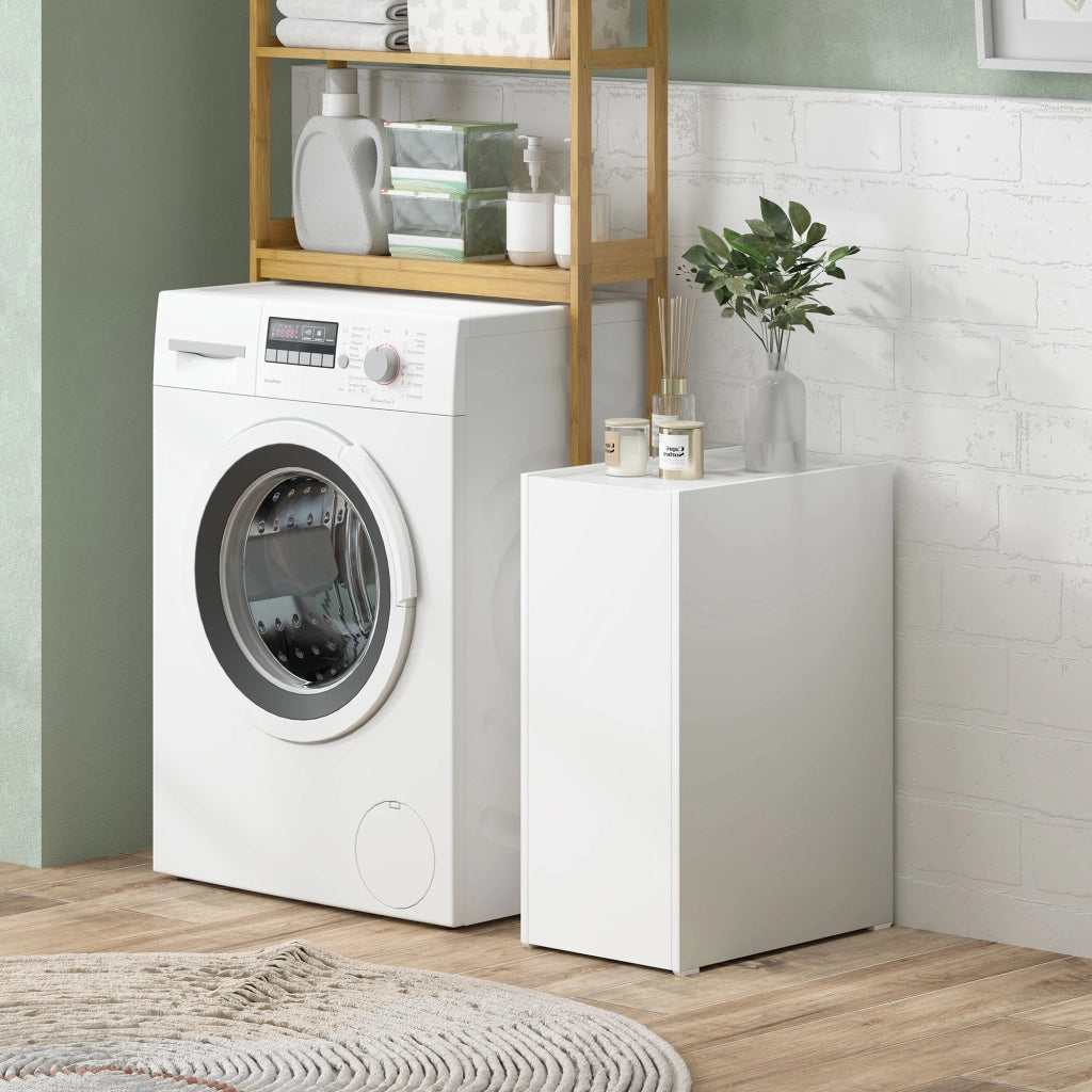 Mobiletto Bagno Stretto con Cassetto e Ruote ¨C Zephmum ¨C Bianco 47x30x66,5 cm