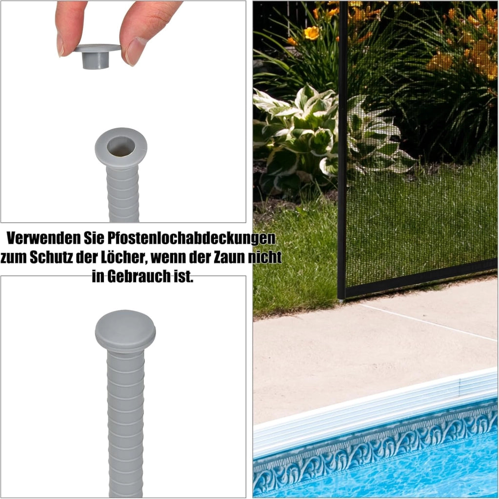 Recinzione per piscina, 360 x 125 cm, 4 recinzioni per piscine, pieghevoli, sicure per bambini, con piedini in acciaio inox, recinzione decorativa da giardino con stencil per piscina, giardino