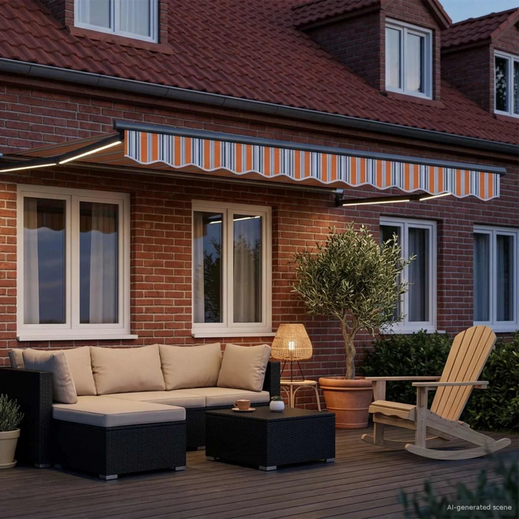 Tenda retrattile manuale con LED-Tenda parasole per balcone 3 x 2,5 m 275362