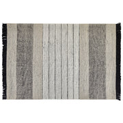 Tappeto beige e nero lana cotone 140 x 200 cm intrecciato a mano rettangolare con frange