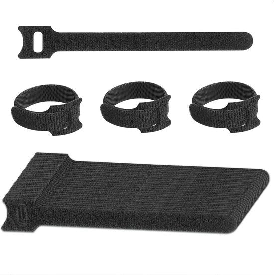 Cinture per cavi in Velcro nero, 100 pezzi - Riciclabili, 150 x 12 mm, per uso domestico e ufficio