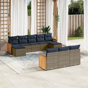 Set Divani da Giardino 10 pz con Cuscini Grigio in Polyrattan 3228098