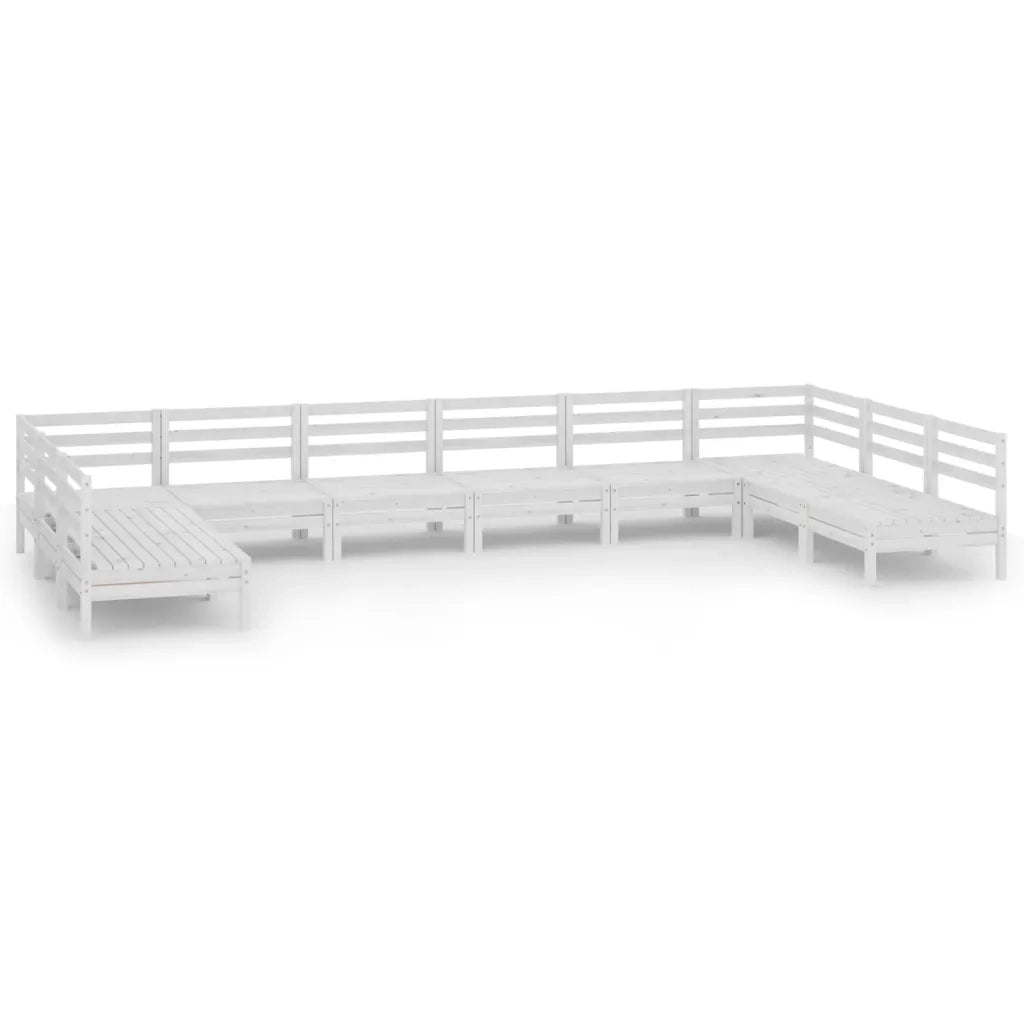 Set Salotto da Giardino 10 pz Bianco in Legno Massello di Pino 3083425