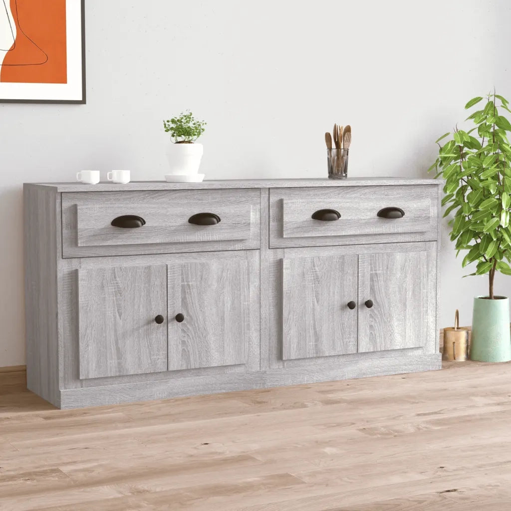 Credenze 2 pz | Madia | Buffet da pranzo | Armadio da pranzo Grigio Sonoma in Legno Multistrato