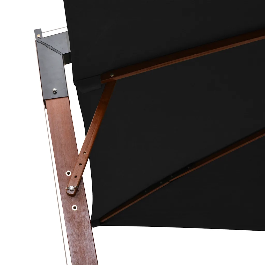 Ombrello | Parasolne a Sbalzo Nero 3x3 m Palo in Abete Massello