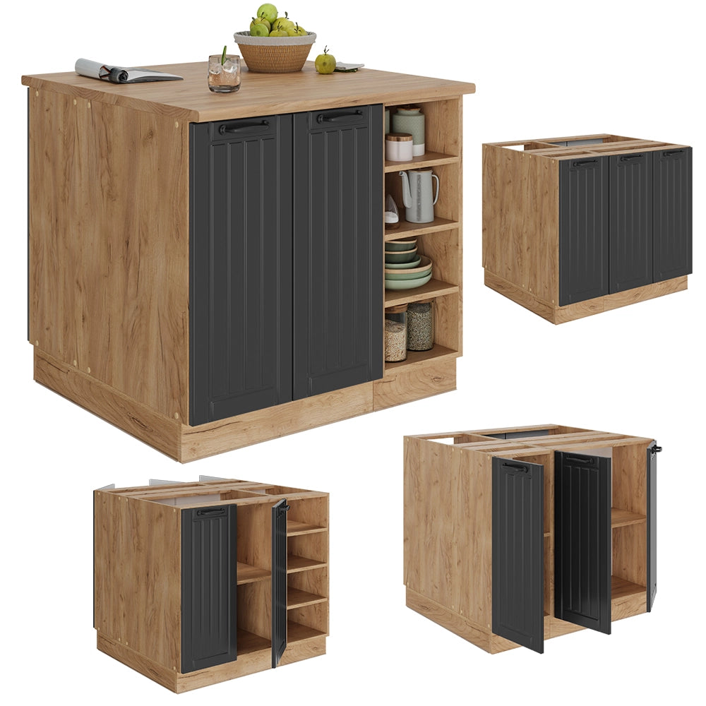 Vicco isola cucina Grigio scuro 90 cm con cassetto, senza piano di lavoro