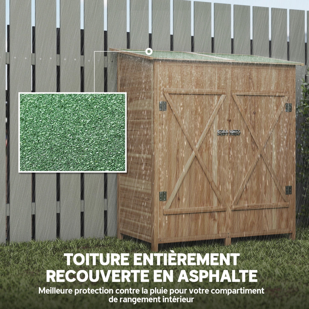 Armadio da giardino in legno con tavolo ¨C Xylo ¨C effetto legno naturale 140x75x157 cm