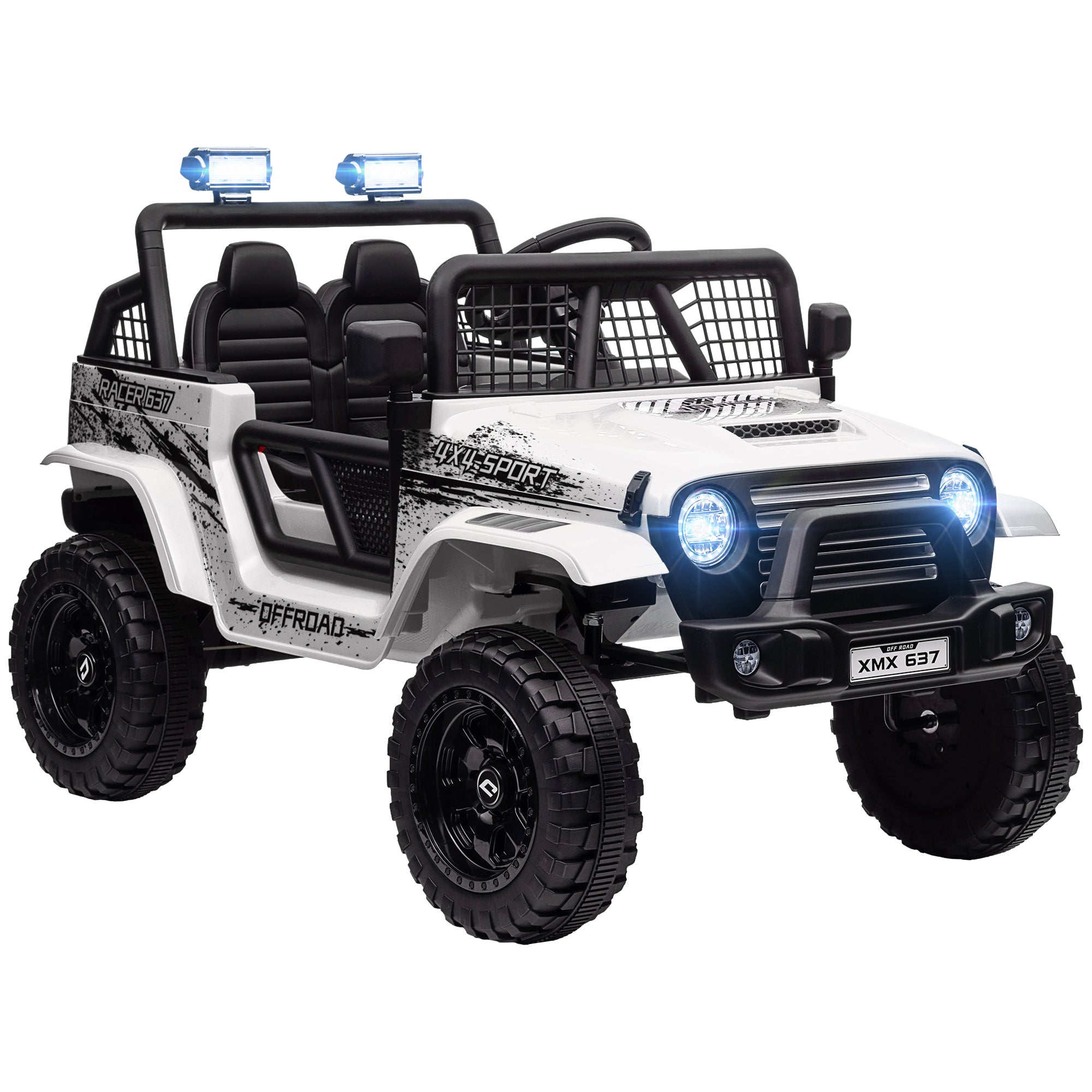 Macchina Elettrica Fuoristrada per Bambini  12V con Doppio Motore Telecomando e Luci Bianco