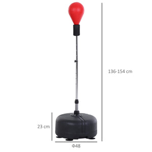 Punching Ball Regolabile Altezza 136-154 cm con Guanti per Allenamento Rosso