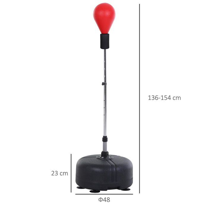 Punching Ball Regolabile Altezza 136-154 cm con Guanti per Allenamento Rosso