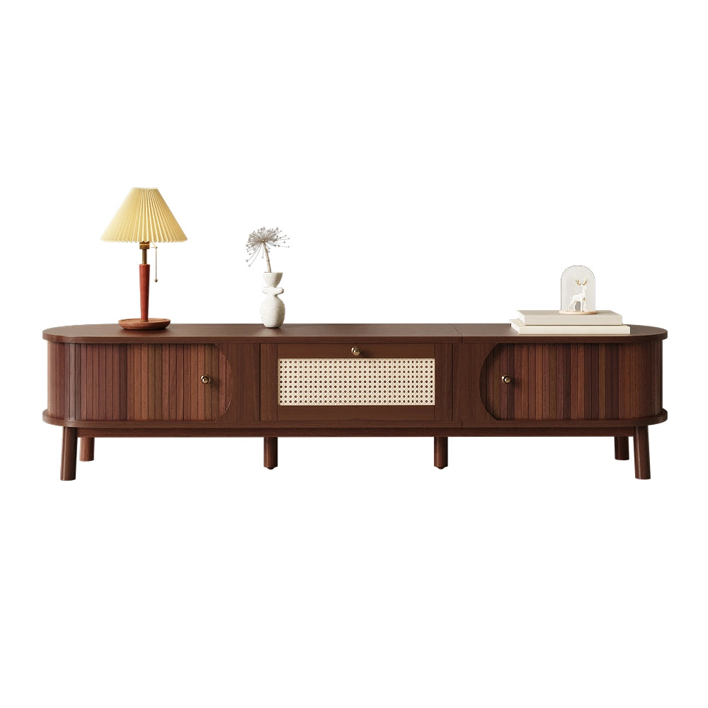 Mobile TV con Ante in Legno e Cassetti in Rattan ¨C MINIMAL ¨C Naturale