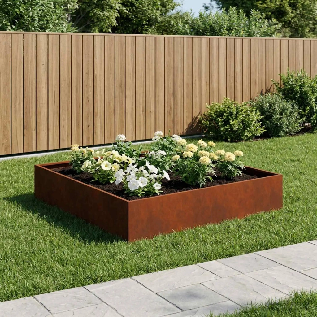 Vaso da giardino Ruggine 80 x 80 x 20 cm Acciaio Corten 8005020
