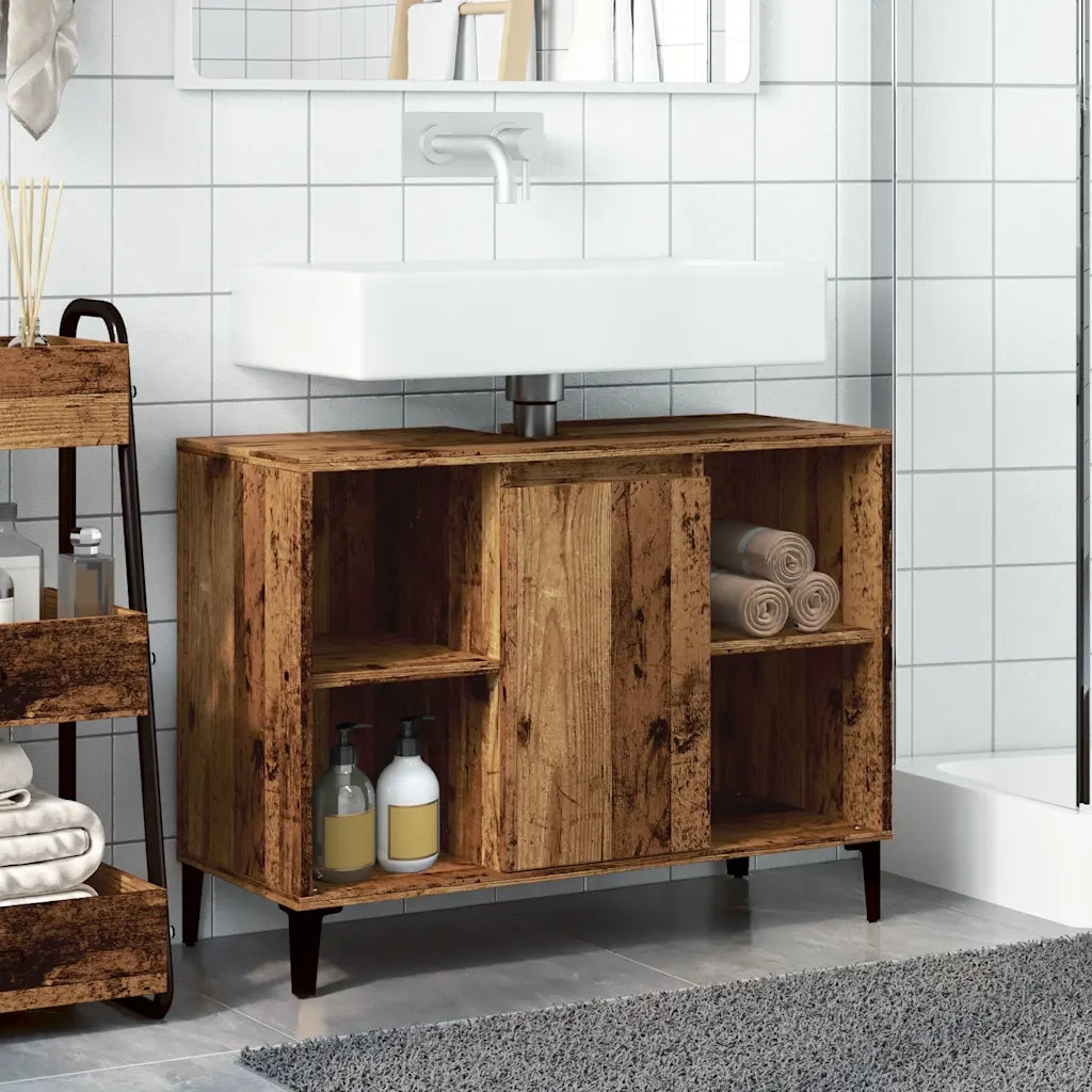 Mobile Lavabo | Armadio Lavabo Legno Antico 80x33x60 cm in Legno Multistrato