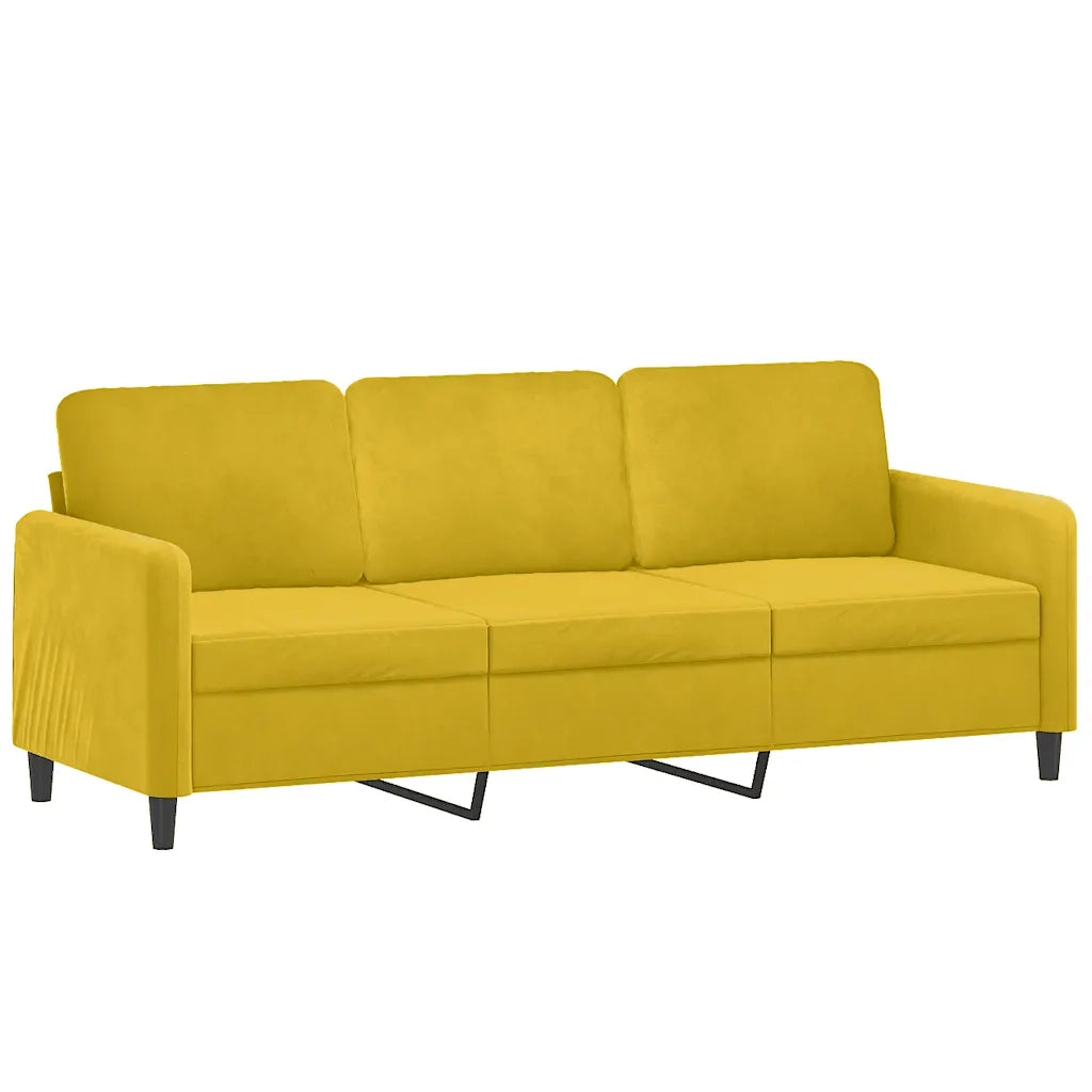 Set di Divani 3 pz Giallo in Velluto