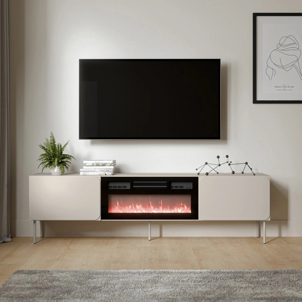 Vermezzo, Mobile Porta tv un Ripiano, 200x42x57h cm Beige