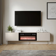 Vermezzo, Mobile Porta tv un Ripiano, 200x42x57h cm Beige
