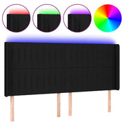 Testiera | Testata a LED Nera 183x16x118/128 cm in Tessuto