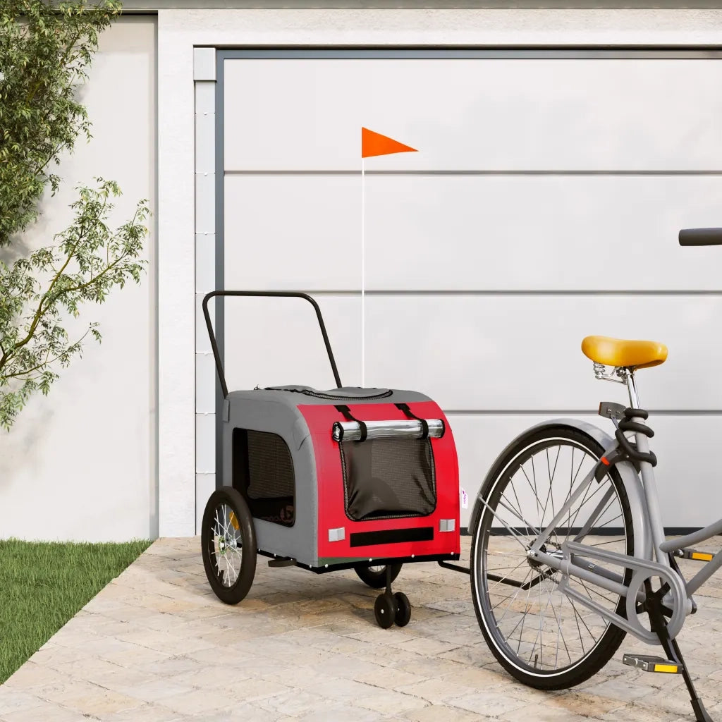 Rimorchio da Bici per Animali Rosso e Grigio Oxford e Ferro CFW2283757