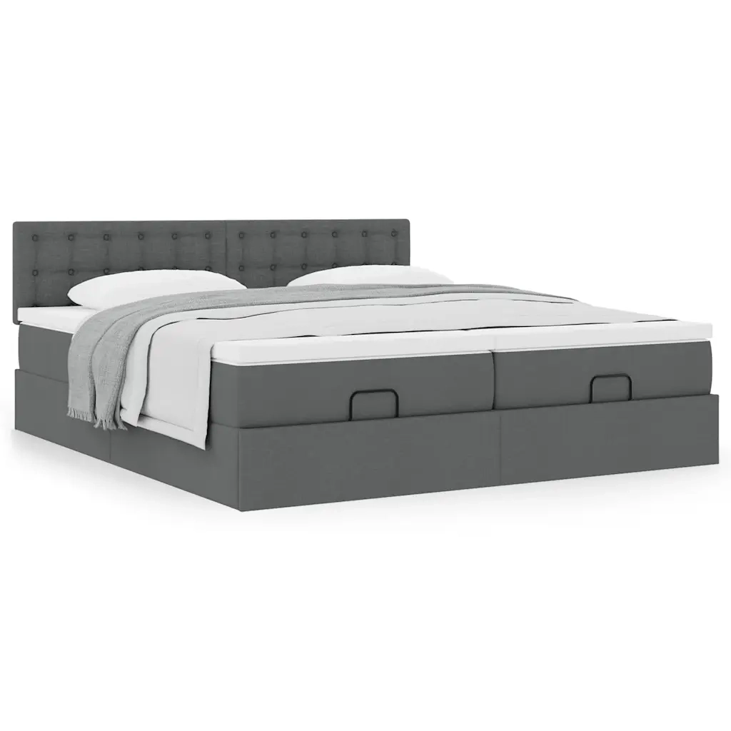 Struttura Letto Pouf con Materassi 200x200 cm in Tessuto 3312044