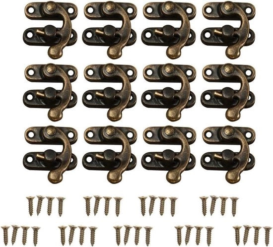 Cassettino di Chiusura per Gioielli - 12 pezzi - Disegno Retro - Finitura Antico Rame - Acciaio Inossidabile - Incluso: Viti - Chiusura a Chiave