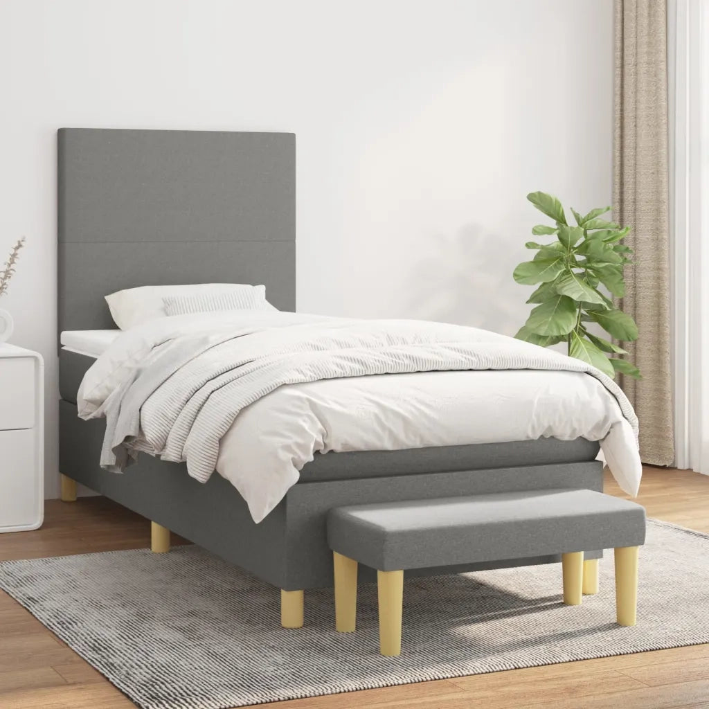 Giroletto a Molle con Materasso Grigio Scuro 90x200 cm Tessutocod mxl 123134