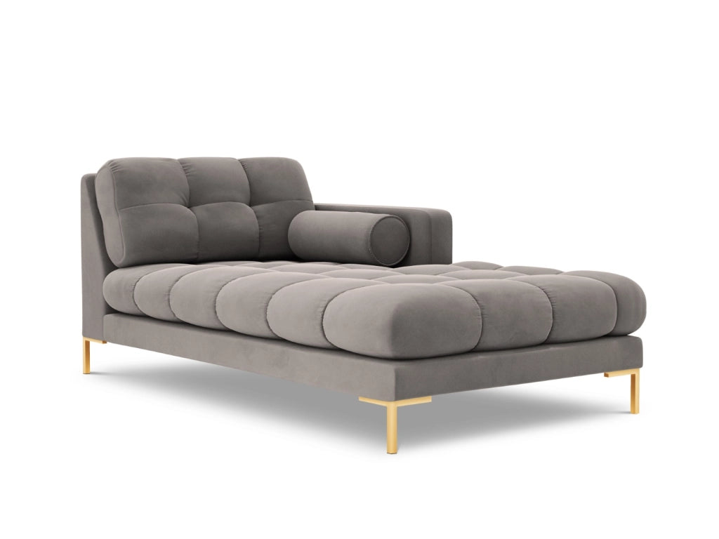 Cosmopolitan Design - Chaise longue destra "Bali" in velluto grigio chiaro 